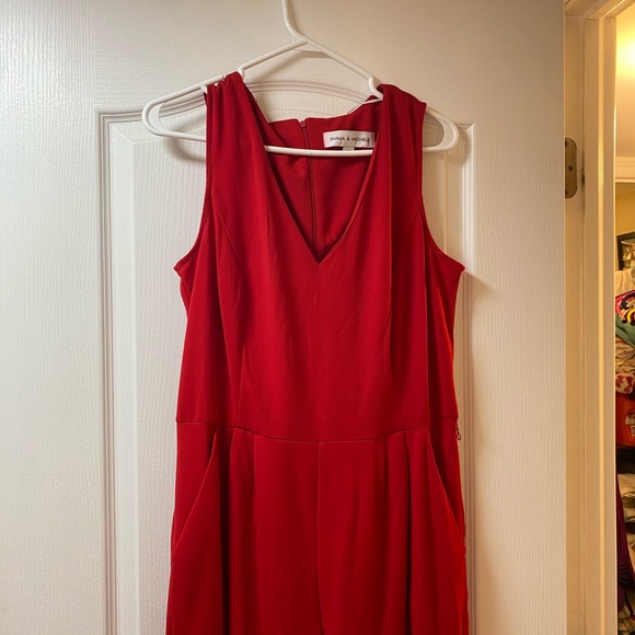 NEW High Waisted Wide Leg Red Jumpsuit - Picture 1 of 4